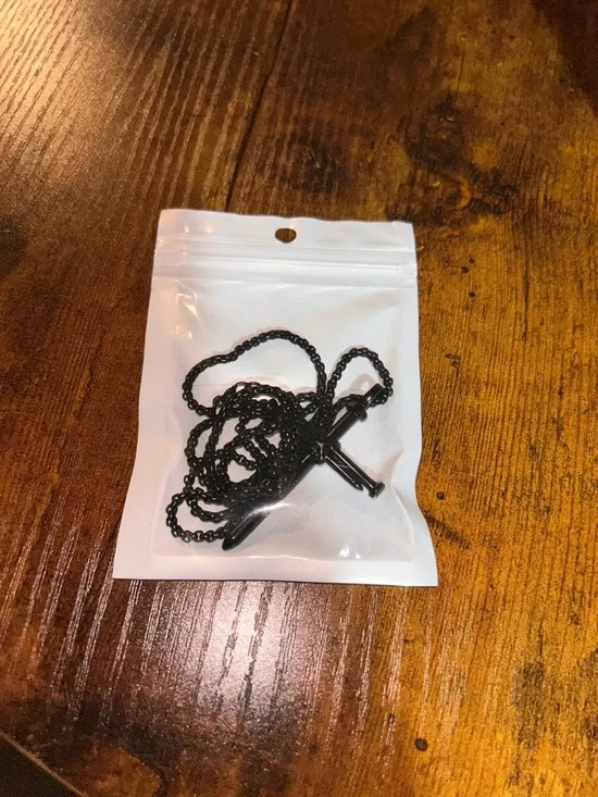 Men's Black Cross Pendant Necklace - 22 Inch Chain - Picture 4 of 5